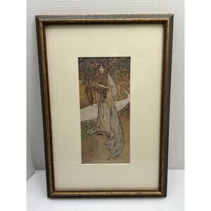 Vintage Edmund Dulac Framed Arabian Nights Gorgeous Art Noveau 11 Inches By 8.5
